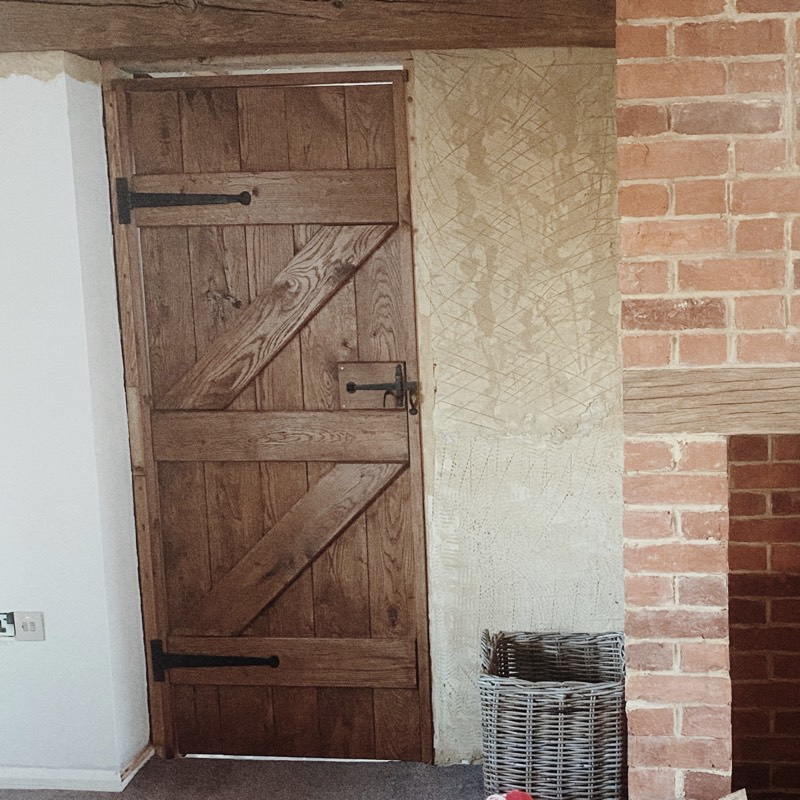 Oak farmhouse door installation